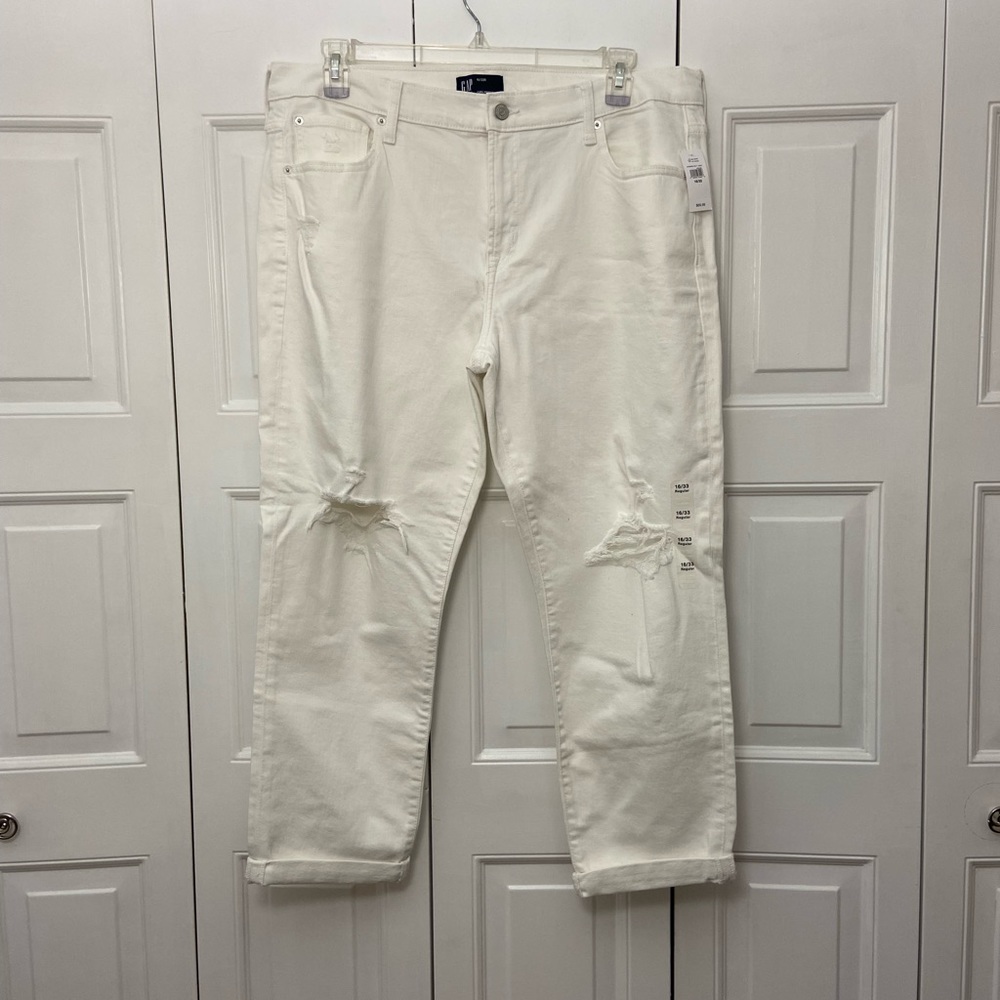 GAP, White Boyfriend Jeans, Size 16